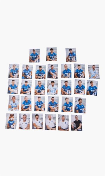 KSC Autogrammkartenset, Blau-Weiß, Papier, A6 Format, Autogrammkarten des Kaders der Saison 2025/26, enthalten sind die Spieler und das Trainerteam, handsigniert