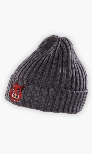 KSC Beanie Kids, Grau, 100% Baumwolle, Weiche, elastische Rippstrick‑Beanie, Stickerei von Willi Wildpark, Perfekter Sitz dank flexiblem Material