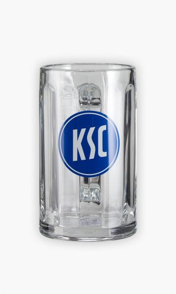 KSC Bierseidel, Transparent, Glas, KSC-Logo Blau-Weiß aufgedruckt, 0,3 Liter Fassungsvermögen, Henkel