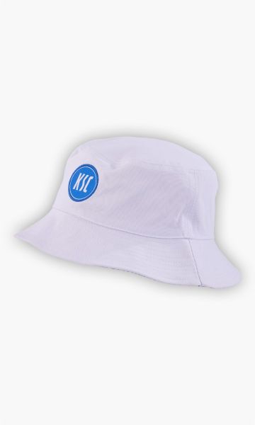 KSC Fischerhut, Weiß, 100% Baumwolle, breite Krempe, gesticktes KSC-Logo, leicht faltbar