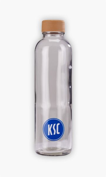 KSC Glasflasche, Glas, Schraubverschluss aus Polypropylen, 700 ml, Blau-Weißes KSC-Logo aufgedruckt, Schraubverschlussdeckel