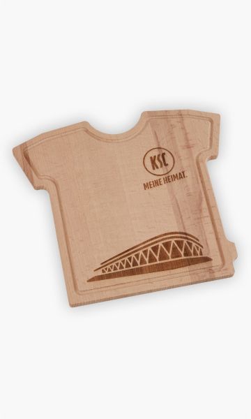 KSC Schneidebrett, Braun, Holz, Trikotform, KSC-Logo Gravur, BBBank Wildpark Gravur