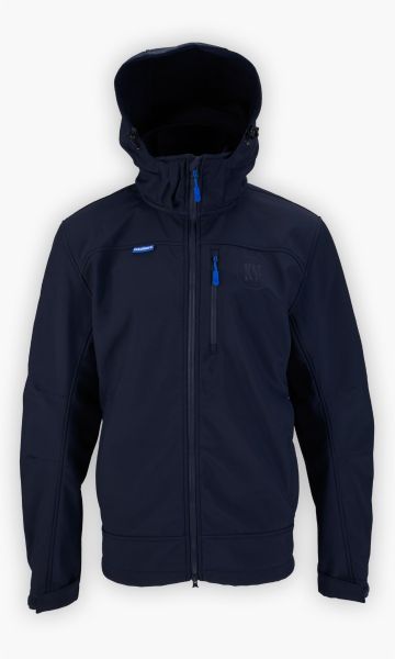 KSC Softshelljacke, Navyblau, 96 % Polyester, 4 % Elasthan, Wasserabweisend & winddicht, Weiches Fleece-Innenfutter, Verstellbare Kapuze mit Kordelzug, Kapuze im Kragen verstaubar, Reißverschlusstaschen, KSC-Logo Ton-in-Ton
