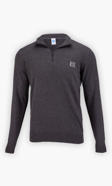 KSC Strickpullover 1/4 Zip, Grau, 100% Baumwolle, Praktischer 1/4‑Reißverschluss,Hochwertige, weiche Strickqualität, Gestickter KSC-Schriftzug,Gerippte Bündchen an Ärmeln und Saum
