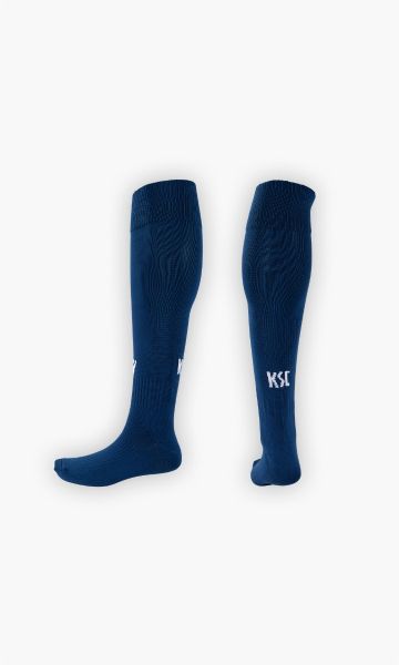 KSC Stutzen Ausweich 25-26, Stahlblau, 80% Nylon, 15% Baumwolle, 5% Elasthan, atmungsaktives Material, KSC-Schriftzug, Verstärkung an Ferse und Zehen