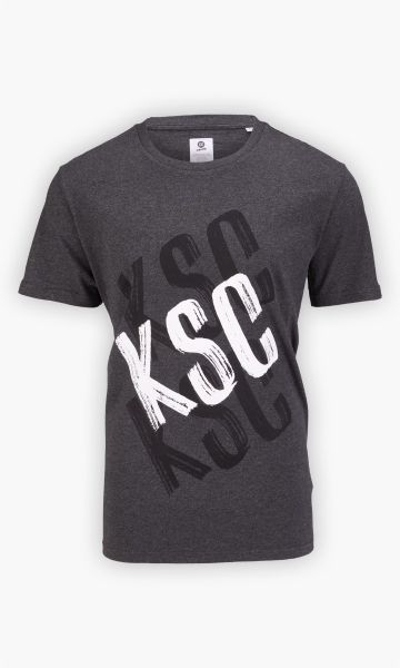 KSC T-Shirt, Grau, 100 % organic Cotton, KSC-Schriftzug im Pinselstil, Moderner, dynamischer Print mit handgemaltem Charakter, Rundhalsausschnitt
