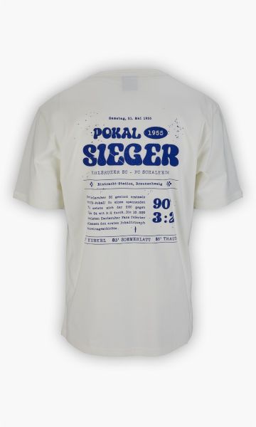 KSC T-Shirt Pokalsieg, Blau-Weiß, 100% Baumwolle, großflächige Print auf der Rückseite im Retro-Look, dezenter KSC-Schriftzug auf der Vorderseite, Pokalsieg 1955
