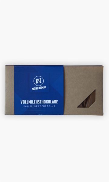 KSC Tafelschokolade, 100g Vollmilchschokolade, DreiMeister, Verpackung im KSC-Design
