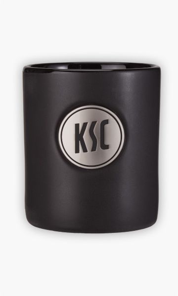KSC Tasse Schwarz Keramik silberne Platine KSC-Logo mattes Design 0,3 Liter
