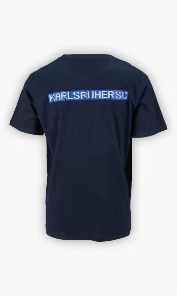 KSC T-Shirt Navyblau 100% Baumwolle KSC-Logo Rückendruck Karlsruher SC Blockdesign Wildpark Rundhalsausschnitt 