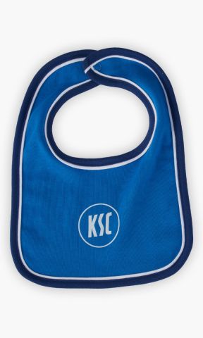 KSC Baby Lätzchen, Blau-Weiß, 2er Set, verschiedenen Design, KSC-Logo, Knopfverschluss, Pflegeleicht, Ein Lätzchen in Hellblau mit kleinem KSC-Logo, zweites in Navyblau mit großem KSC-Logo