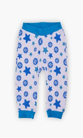 KSC Babyhose, Blau-Weiß, 100 % Baumwolle, Allover-Design, KSC-Logo, Sternchen, elastischer Bund, softe Beinabschlüsse