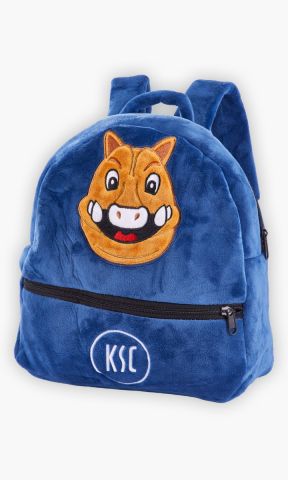 KSC Backpack Kids, Blau, 100% Polyester, 30 cm, Große gestickte Willi‑Wildpark‑Applikation, Praktisches Hauptfach + Fronttasche mit Reißverschluss, Verstellbare Schultergurte für optimalen Sitz