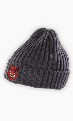 KSC Beanie Kids, Grau, 100% Baumwolle, Weiche, elastische Rippstrick‑Beanie, Stickerei von Willi Wildpark, Perfekter Sitz dank flexiblem Material