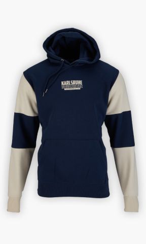 KSC Hoodie, Navyblau-Beige, 65 % Baumwolle, 35 % Polyester, Gestickter Schriftzug 