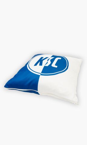 KSC Kissen, Blau-Weiß, 100% Polyester, Upcycling-Produkt aus originalem KSC-Fanshirt, unikat, nachhaltig