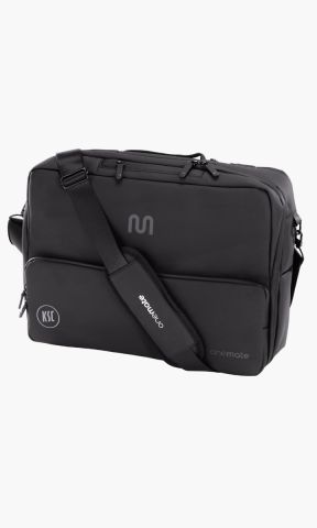 KSC Laptoptasche Businessbag, Schwarz, 100% Polyethylenterephthalat, Großes Technik‑Fach für bis zu 4 Geräte, Laptopfach passend für 16", Vollständig aufklappbar – packbar wie ein Koffer, Platz für Kleidung, Aus recycelten Plastikflaschen gefertigt