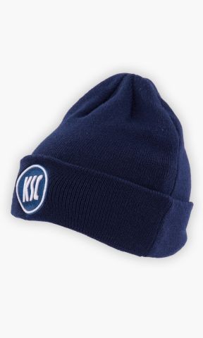 KSC Mütze, Navyblau, 100 % Acryl, aufgesticktes KSC-Logo, Umschlagrand