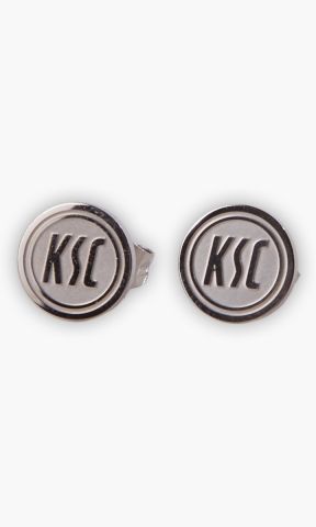 KSC Ohrstecker, Silber, Edelstahl, KSC-Logo-Prägung, Stecker-Verschluss, antiallergen