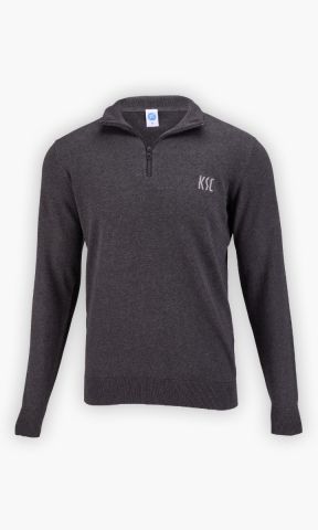 KSC Strickpullover 1/4 Zip, Grau, 100% Baumwolle, Praktischer 1/4‑Rei&szlig;verschluss,Hochwertige, weiche Strickqualit&auml;t, Gestickter KSC-Schriftzug,Gerippte B&uuml;ndchen an &Auml;rmeln und Saum