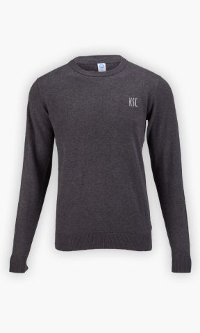 KSC Strickpullover, Grau, 100% Baumwolle, Gestickter KSC-Schriftzug auf der Brust, Gerippte B&uuml;ndchen f&uuml;r optimalen Sitz, Rundhalsausschnitt
