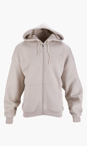 KSC Sweatjacke, Naturfarben, 80% Baumwolle, 20% Polyester, Dezentes KSC‑Logo auf der Brust, Durchgehender Front‑Reißverschluss, Verstellbare Kapuze mit Kordeln, Breite Bündchen und Eingrifftaschen für hohen Komfort