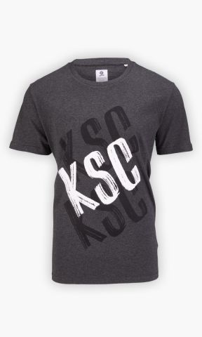 KSC T-Shirt, Grau, 100 % organic Cotton, KSC-Schriftzug im Pinselstil, Moderner, dynamischer Print mit handgemaltem Charakter, Rundhalsausschnitt