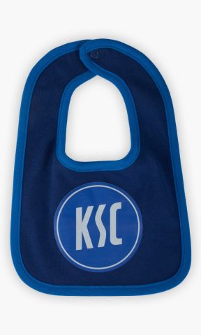 KSC Baby Lätzchen, Blau-Weiß, 2er Set, verschiedenen Design, KSC-Logo, Knopfverschluss, Pflegeleicht, Ein Lätzchen in Hellblau mit kleinem KSC-Logo, zweites in Navyblau mit großem KSC-Logo