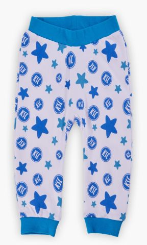 KSC Babyhose, Blau-Weiß, 100 % Baumwolle, Allover-Design, KSC-Logo, Sternchen, elastischer Bund, softe Beinabschlüsse