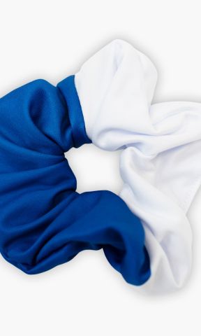 KSC Haargummi, Blau-Weiß, 100% Polyester, Scrunchie, Upcycling-Produkt aus originalem KSC-Fanshirt, unikat, nachhaltig
