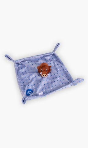 KSC Kuscheltuch, Grau, 100% Polyester, Extraweiches Kuscheltuch mit Willi‑Wildpark‑Plüschkopf, Sanfter Stoff mit Sternchenmuster, Vier geknotete Ecken zum Greifen, Spielen und Festhalten, Mit KSC‑Logo