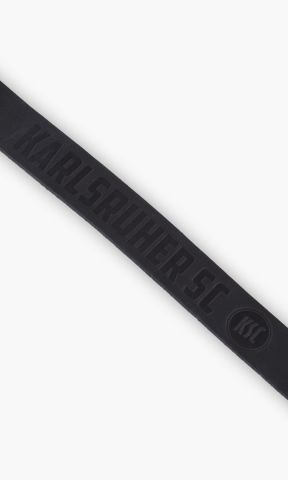 KSC Lederarmband, Schwarz, 100% echtes Leder, 22 cm Länge, KARLSRUHER SC Schriftzug, Druckknopfverschluss mit 2 Größen