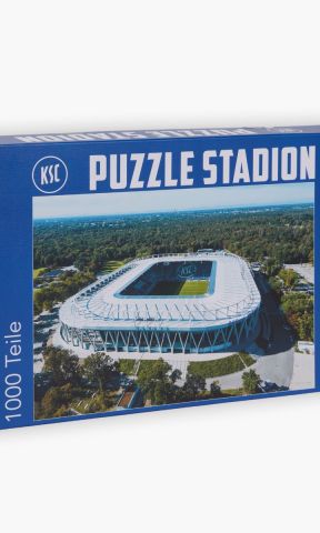 KSC Puzzle, Blau-Weiß, Papier, 1.000 Teile, 68 x 48 cm, Luftaufnahme vom BBBank Wildpark, hochwertiger Farbdruck