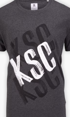 KSC T-Shirt, Grau, 100 % organic Cotton, KSC-Schriftzug im Pinselstil, Moderner, dynamischer Print mit handgemaltem Charakter, Rundhalsausschnitt