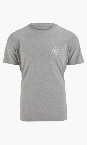 KSC T-Shirt, Grau, 100% organic Cotton (Baumwolle), Dezentes KSC‑Logo auf der Brust, Großer Würfel‑Print auf der Rückseite, Grafische Icons und „KSC“-Lettering im Quadrat‑Design
