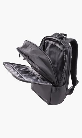 KSC Rucksack, Schwarz, 100% Polyester, 25 Features, Kofferfach, Volumen: 22–30 Liter, verschweißte Zips, Geschütztes 16‑Zoll‑Laptopfach aus Neopren, Magnetischer Brustgurt & Magnet-Schnellzugriff im oberen Rückenteil, Ergonomische Schultergurte