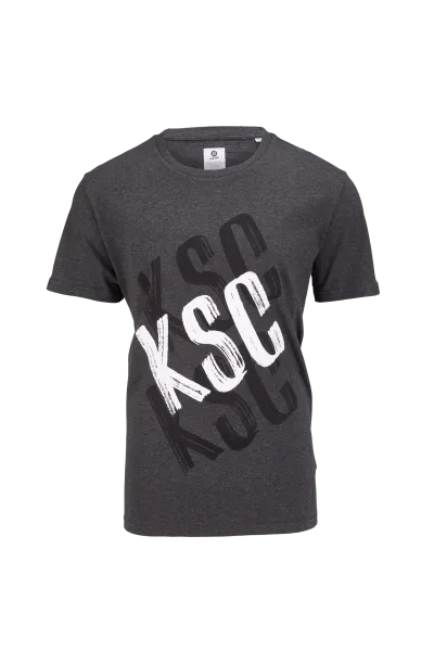 KSC T-Shirt, Grau, 100 % organic Cotton, KSC-Schriftzug im Pinselstil, Moderner, dynamischer Print mit handgemaltem Charakter, Rundhalsausschnitt