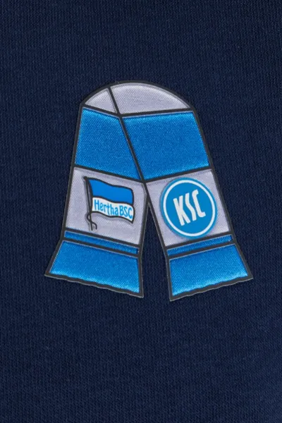 KSC Hoodie Navyblau 60% Baumwolle, 40% Polyester Blockstreifen-Design KSC-Logo und Hertha-Logo verstellbare Kapuze Kängurutasche Fanfreundschaft