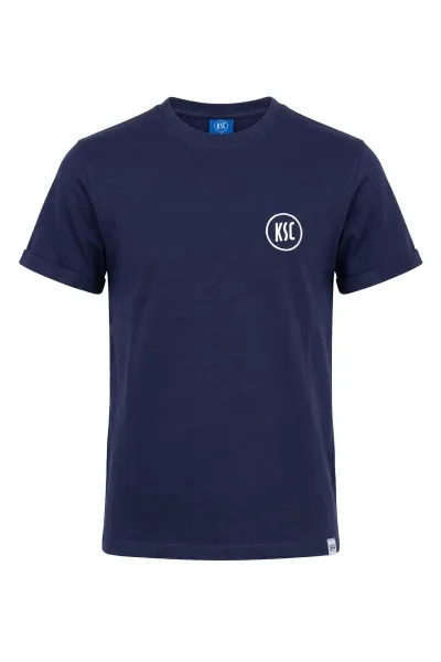 KSC T-Shirt Basic Ladies Dunkelblau 100% Baumwolle gesticktes KSC-Logo 1894-Schriftzug am Bund Rundhalsausschnitt