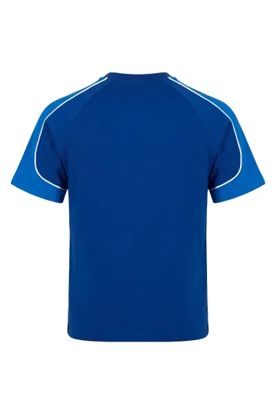 KSC T-Shirt, Blau, 95 % Baumwolle aus Biologischer Herkunft, 5 % Elasthan, zurück in die 2000er, heller Blauton an Ärmeln, KSC-Logo mittig auf der Brust, Retro-Look