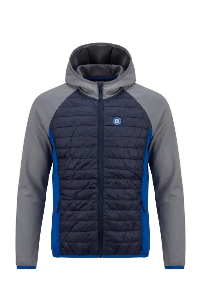KSC Hybridjacke, Ärmel: 93 % Polyester aus recycelten Materialien, Futterstoff: 7 % Elastan, Kombination aus Softshell und wattierter Steppjacke, Ärmel, Seiten und Kapuze aus elastischem Softshell‑Material, Vorder- und Rückseite warm gefüttert
