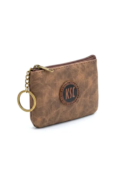 Münztasche Logo braun Leder