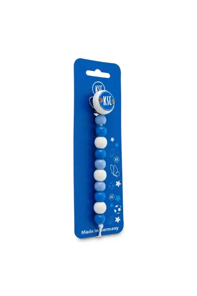 Schnullerkette Logo blau-weiß