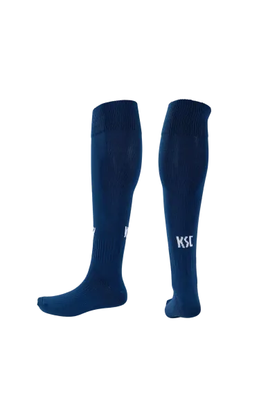 KSC Stutzen Ausweich 25-26, Stahlblau, 80% Nylon, 15% Baumwolle, 5% Elasthan, atmungsaktives Material, KSC-Schriftzug, Verstärkung an Ferse und Zehen