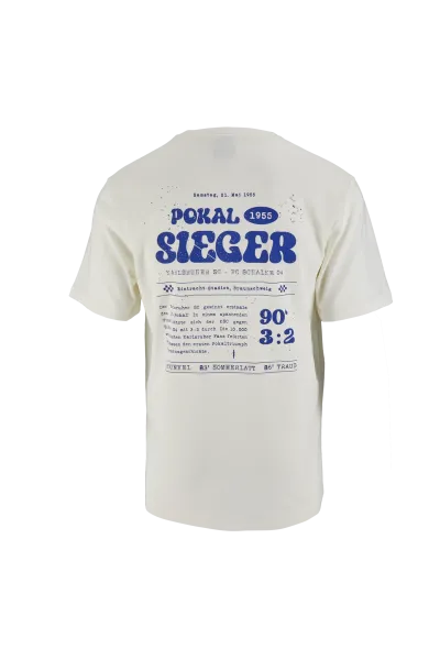 KSC T-Shirt Pokalsieg, Blau-Weiß, 100% Baumwolle, großflächige Print auf der Rückseite im Retro-Look, dezenter KSC-Schriftzug auf der Vorderseite, Pokalsieg 1955