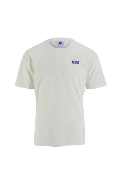 KSC T-Shirt Pokalsieg, Blau-Weiß, 100% Baumwolle, großflächige Print auf der Rückseite im Retro-Look, dezenter KSC-Schriftzug auf der Vorderseite, Pokalsieg 1955
