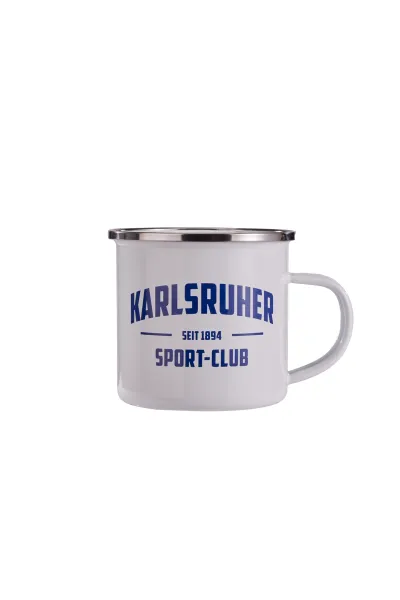 Tasse Logo Emaille weiß