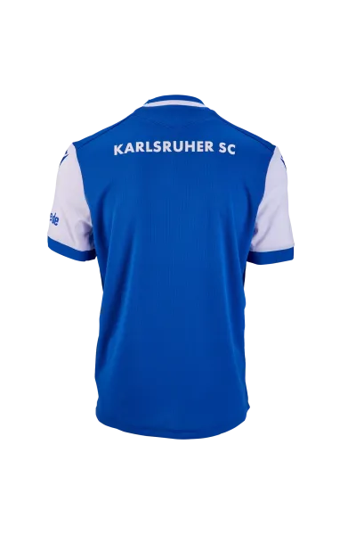 KSC Trikot Pokal 25-26, Blau-Weiß, 100% Polyester, Pokaltrikot, Trikot vom DFB-Pokal 1955 und 1956 nachempfunden, mit weiß abgesetzter Rundhalsausschnitt, Ärmel in Weiß, Ksc-Logo in Weiß, Meisterstern